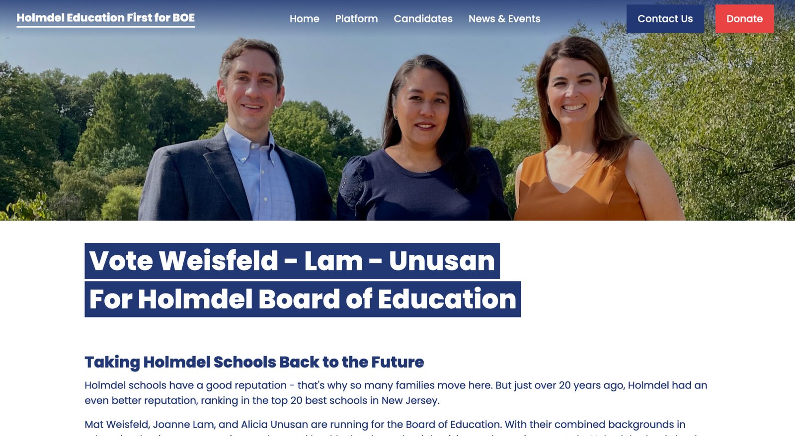 Holmdel Education First Website